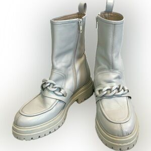 Napoleoni, 8.5, Vitello genuine leather lug sole mid-calf chain detail boots